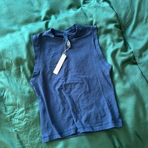 Brand nwt! SKIMS Cotton Jersey Mock Neck Tank medium soot
